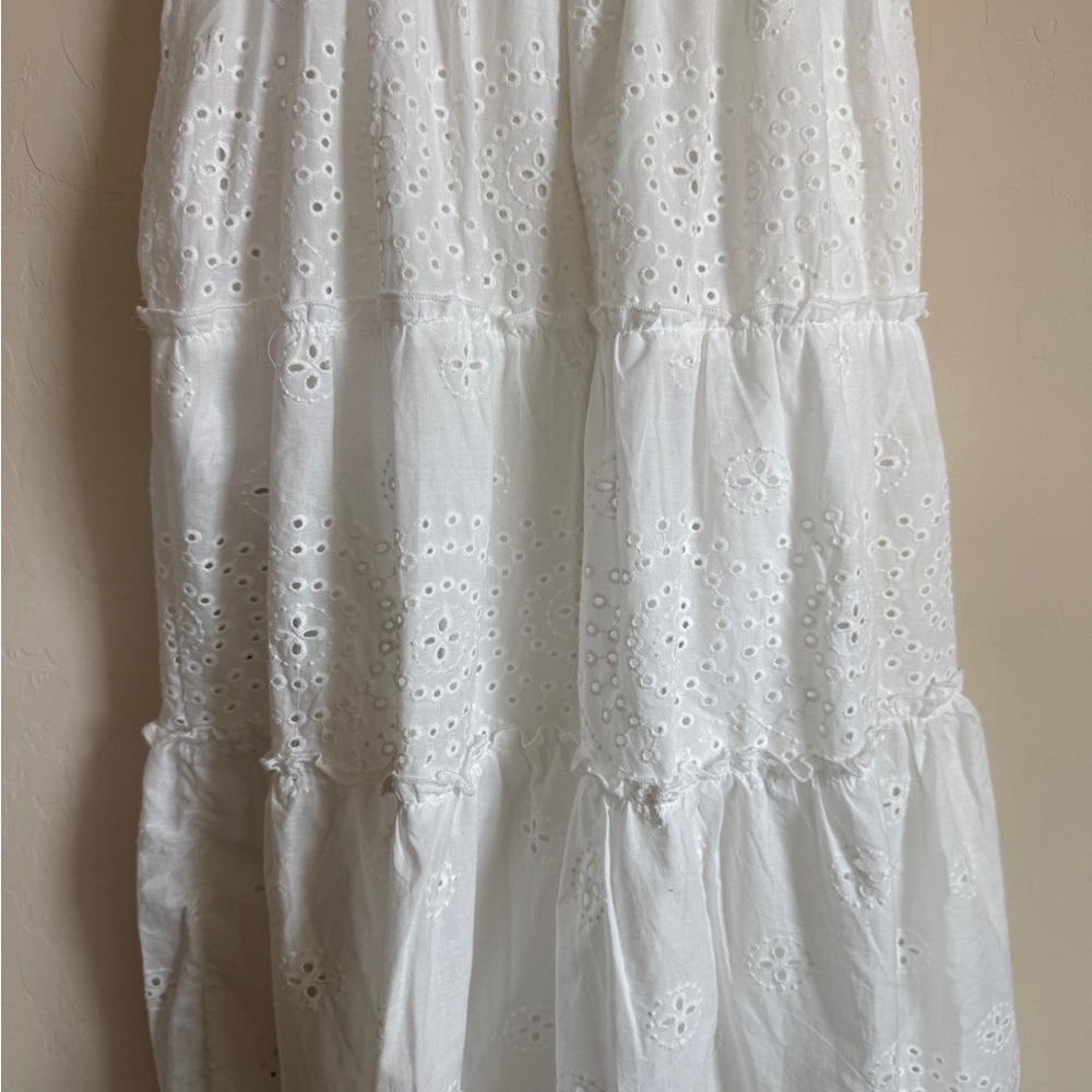 LIV Los Angeles Eyelet White Sleeveless Tiered Maxi Dress - Picture 7 of 9